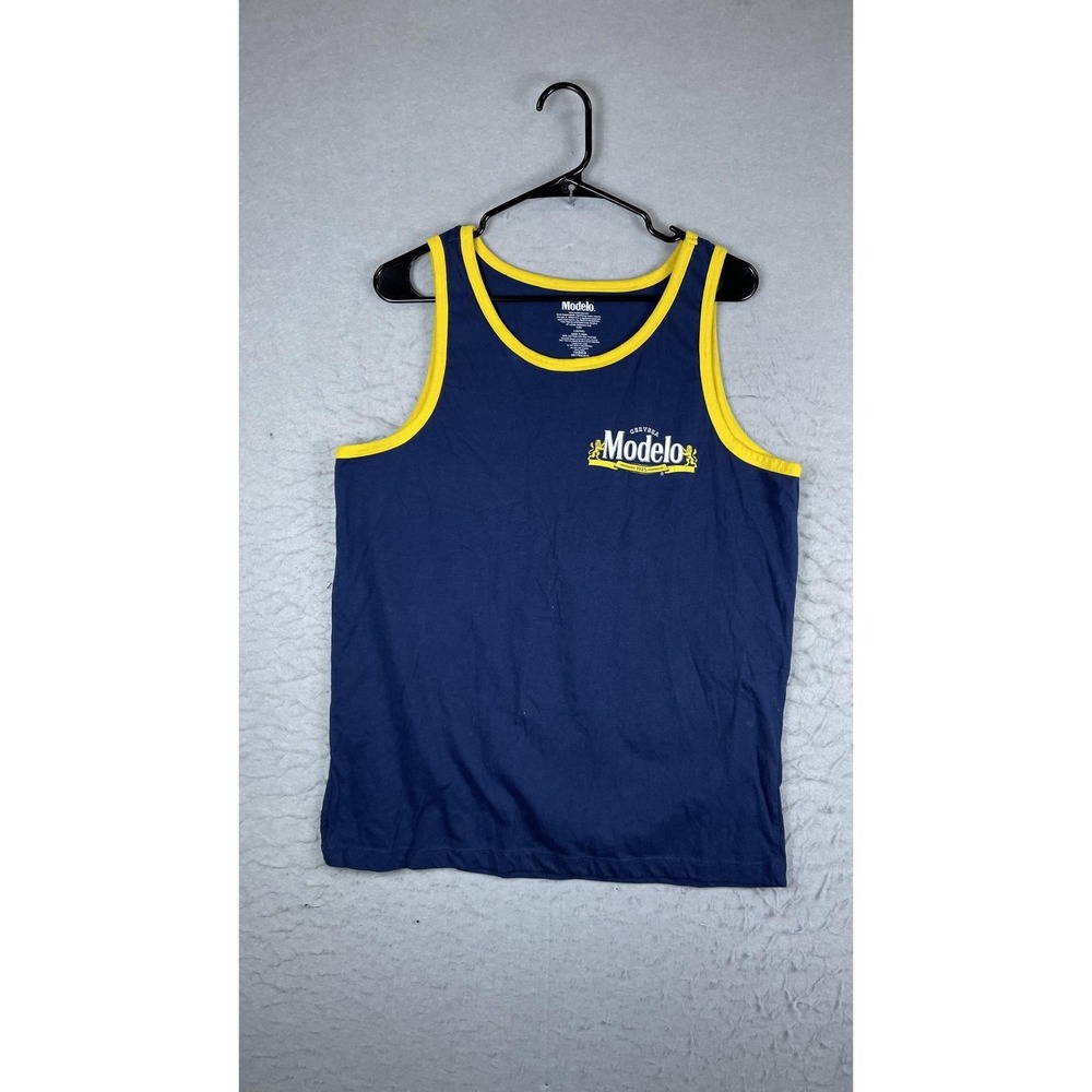 Modelo Shirt Mens Large Blue Cerveza Logo Graphic Sleeveless Tank Top Beer Tee